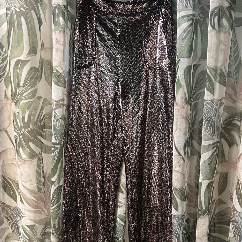 Elegant Metallic Sequin Pants